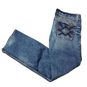 Silver Jeans Zofia Semi Distressed Straight Leg Jean Size 33